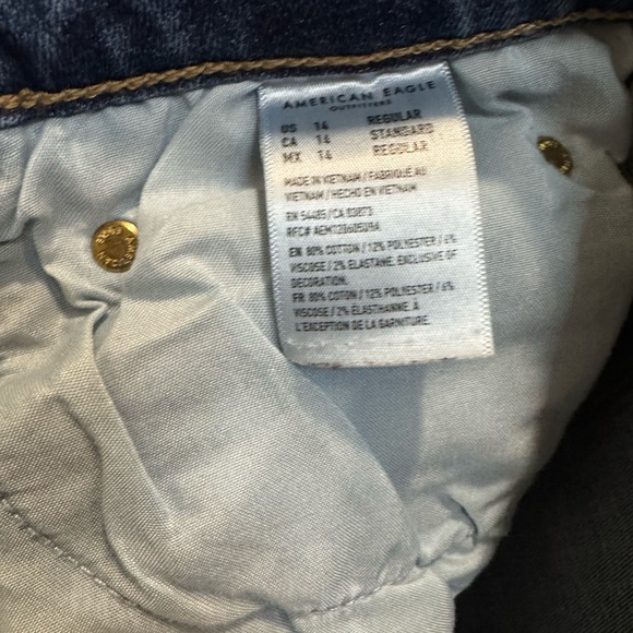 American Eagle Hi Rise Stretch Bootcut Flare Jeans Women's 14x29 Blue Dark Boho - Picture 11 of 12